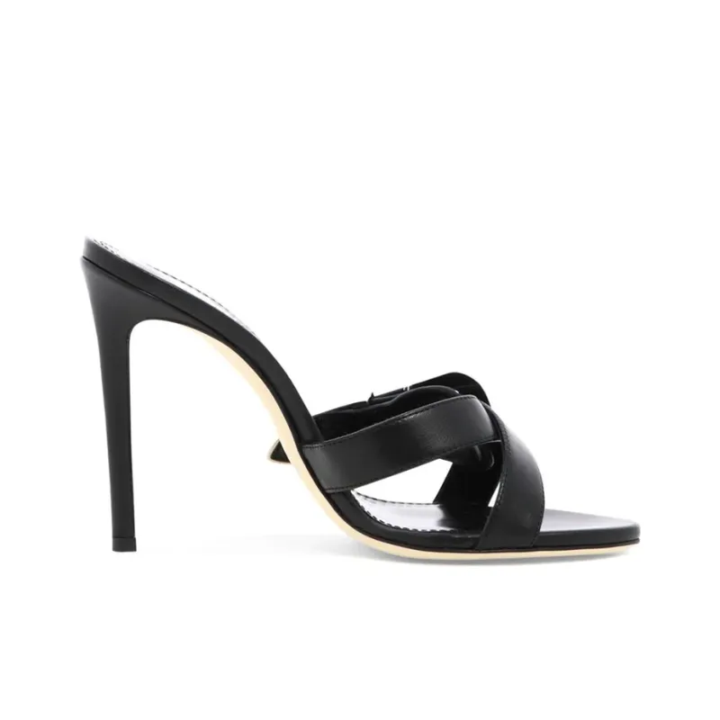 Paris Texas Regina Buckled Leather Mules-1