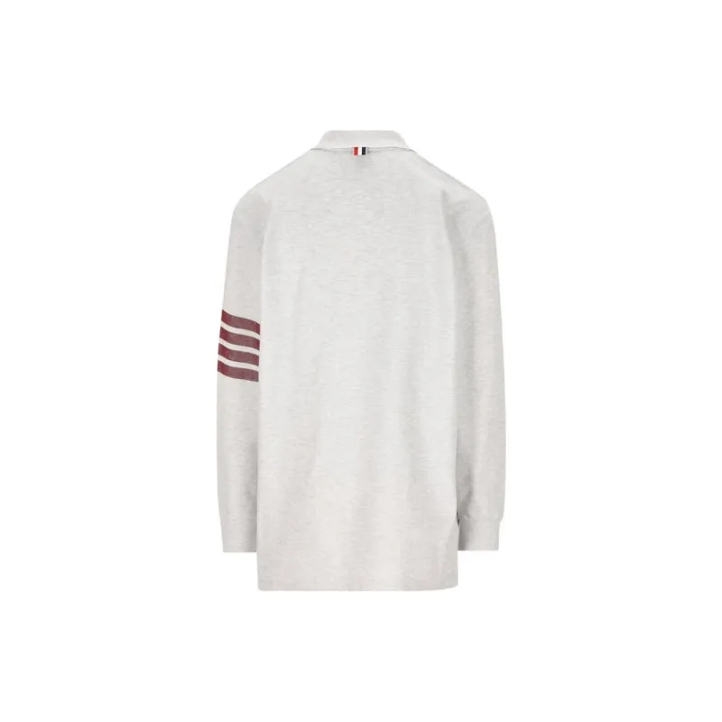 THOM BROWNE Stripe Detailed Long Sleeved Polo Shirt-1