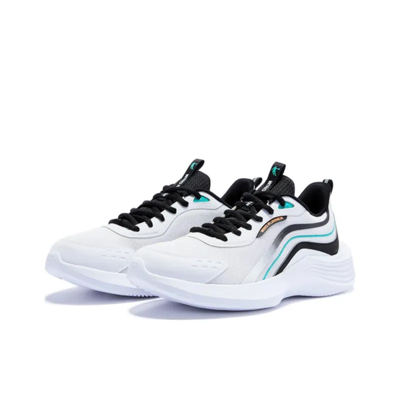 QIAODAN Anti Slip Wear Resistant Breathable Lightweight Low Top Sprint Running Shoes Men's White Black-2