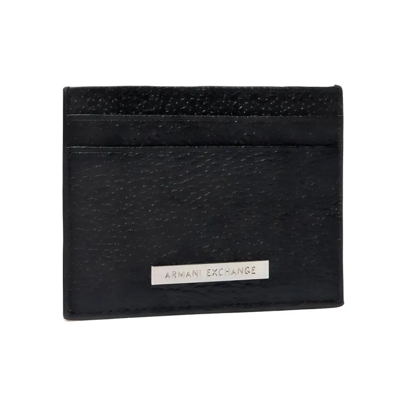 ARMANI EXCHANGEAE Grained Leather Card Holder Men's Black-1