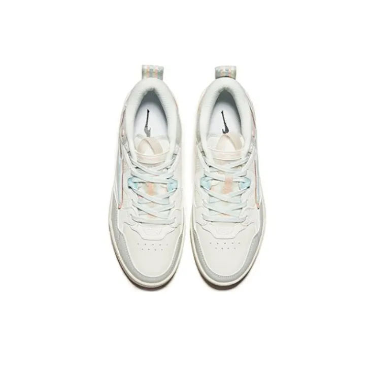 Erke Anti Slip Wear Resistant Low Top Skateboard Shoes Women's Microcrystal White Illusion Blue-2
