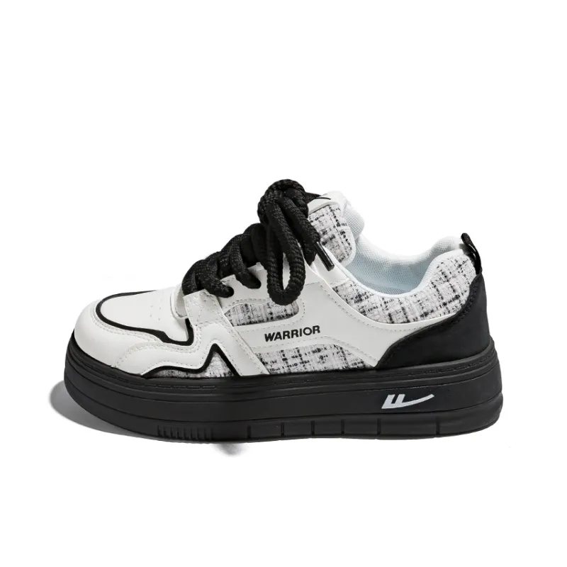 Warrior Non slip Lightweight Low Top Skateboard Shoes Women's White Black-0