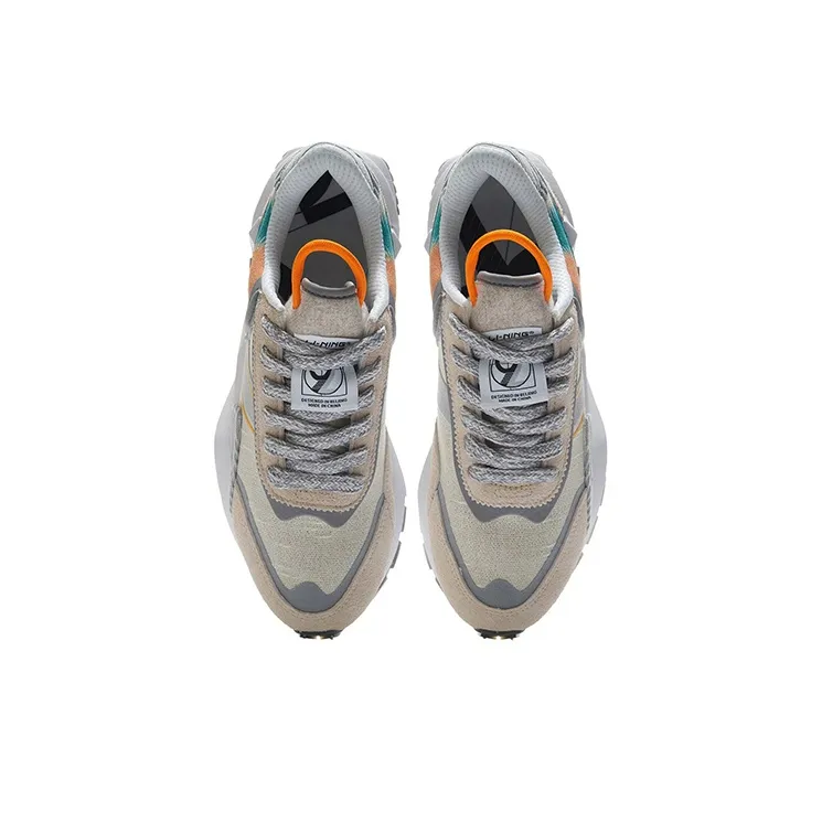LiNing Cushioning Anti-Slip Wear-Resistant Breathability Low-Top Running Shoes Men's Snow Gray Color-2