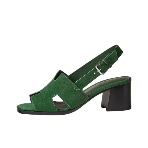 HERMES One Strap Sandals Women's Green