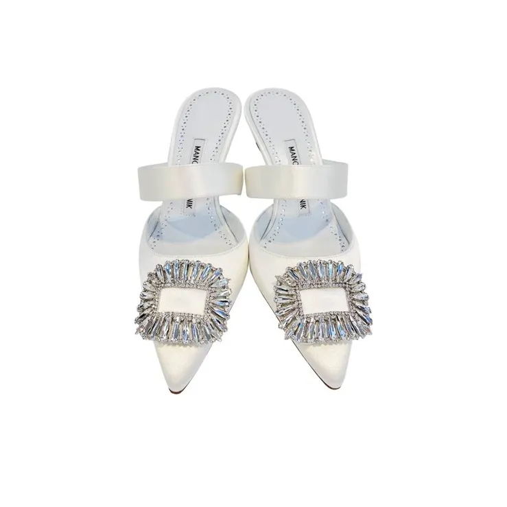MANOLO BLAHNIK Wrap-toe Slippers Women's White-3