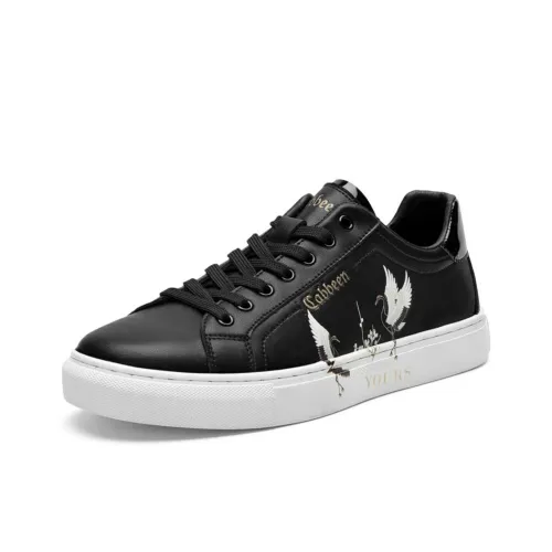 Cabbeen Skateboard Shoes Men Low-Top Black