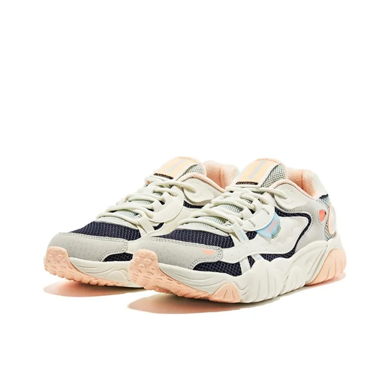 Erke Casual Shoes Women's Low Top Ivory White/Navy Blue-1
