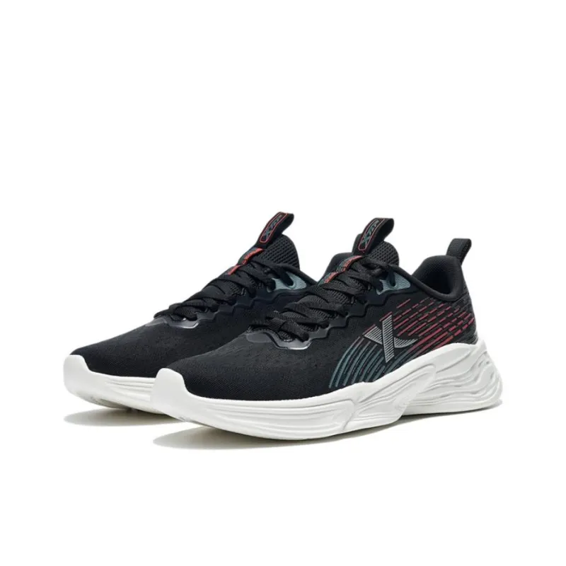 XTEP Anti-Slip Wear-Resistant Breathable Lightweight Low-Top Running Shoes Men's Black Gray Color-1
