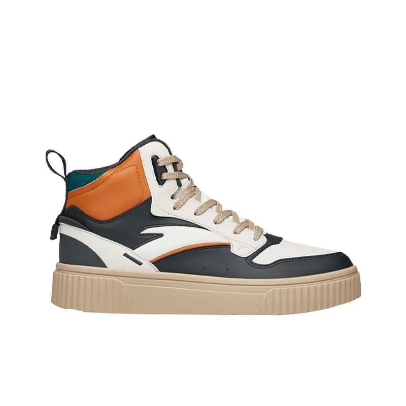 Anta High-Top Skateboard Shoes Men's White Gray Orange-1