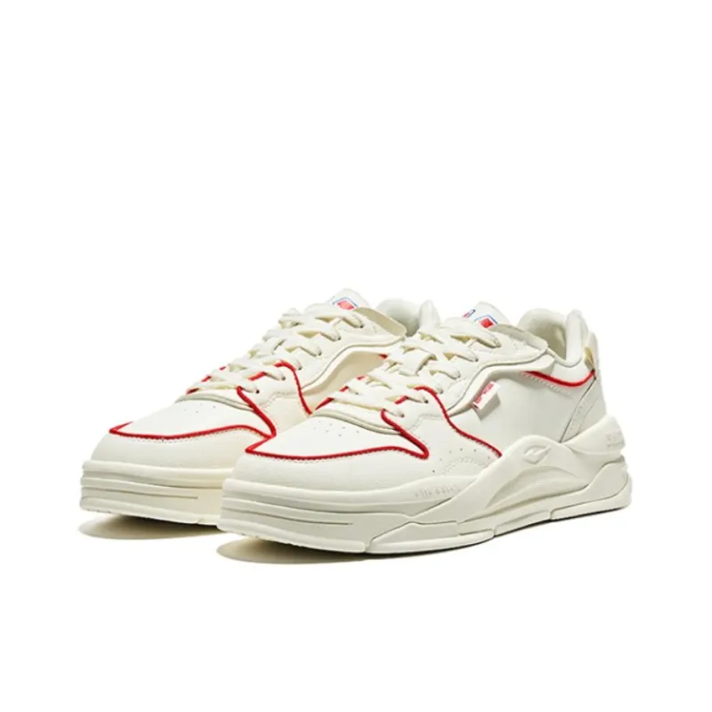 Erke White Peach Oolong Anti Slip Wear Resistant Low Top Skateboard Shoes White Red-1