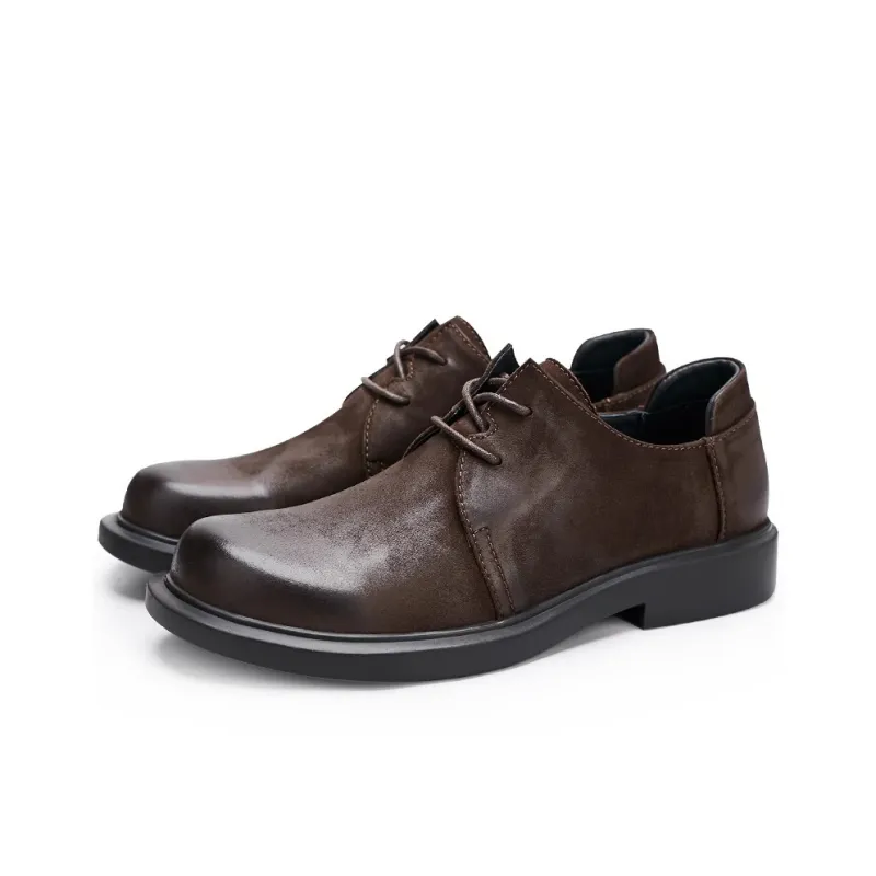 Voguhomme Men's Casual Shoes Men Low Top Brown/Black-4