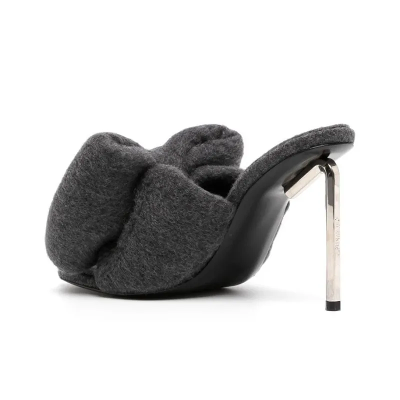 OFF-WHITE Genuine Leather Sole Slide Slippers Women's Gray-3