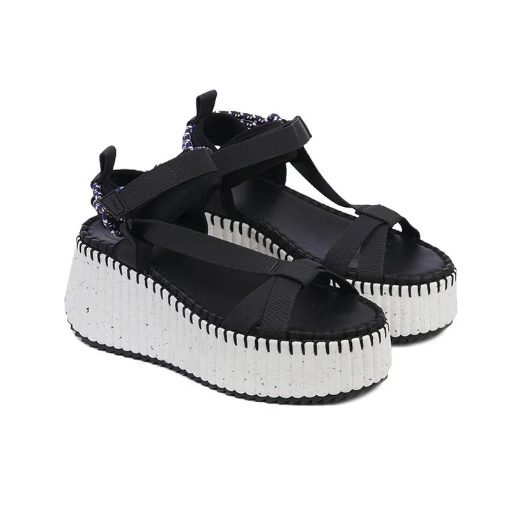 Chloe One Strap Sandals 8cm Women's Black White-2