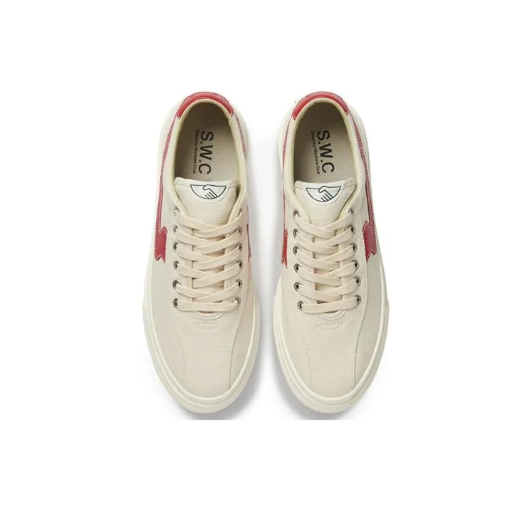 Stepney Workers Club Skateboard Shoes Men Low-Top Beige Red-2