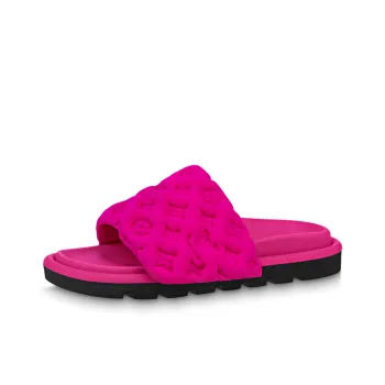 LOUIS VUITTON Odor Resistant Slide Slippers Women's Rose Red