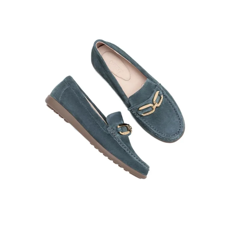 OZZEG Gommino Loafers Women's Brown, Umber, Blue-10