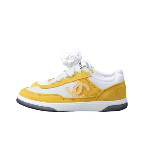 CHANEL Skateboard Shoes Women's Low-Top Yellow/White