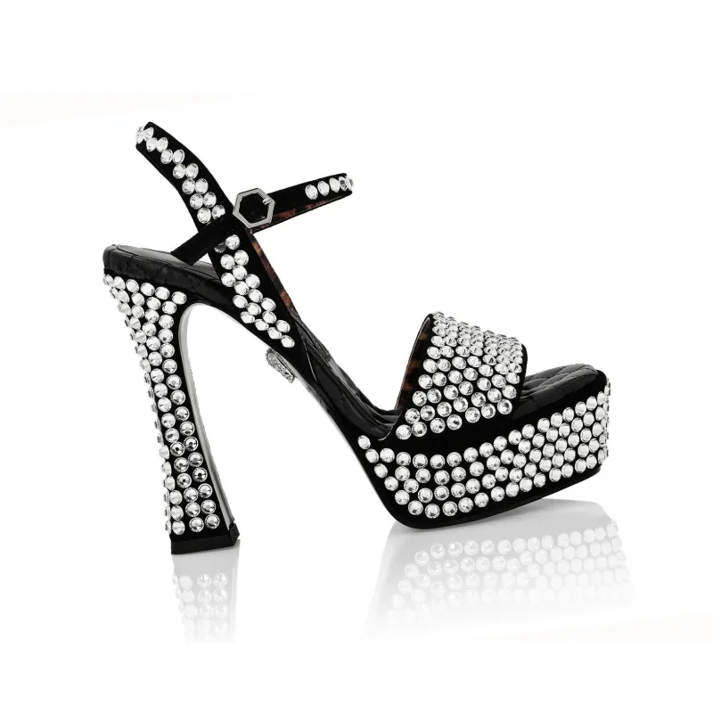 PHILIPP PLEIN Strass Crystal-embellished 140mm Sandals-1