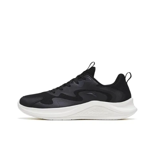 Anta Walk Cushioning, Slip Resistant, Abrasion Resistant, Lightweight, Rebound Low Top Running Shoes Men's Black White