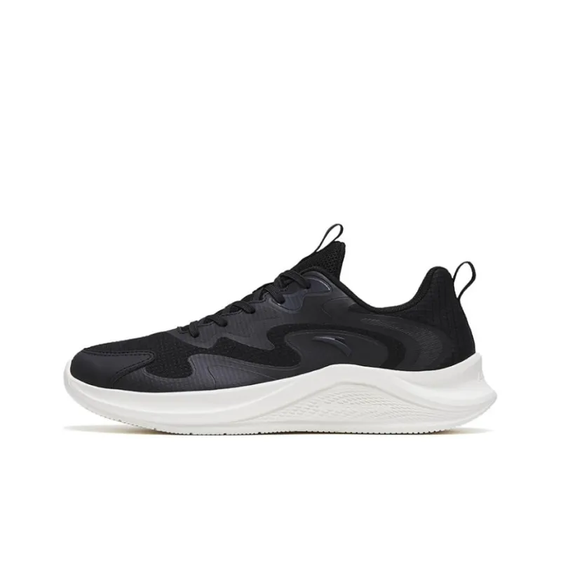 Anta Walk Cushioning, Slip Resistant, Abrasion Resistant, Lightweight, Rebound Low Top Running Shoes Men's Black White-0