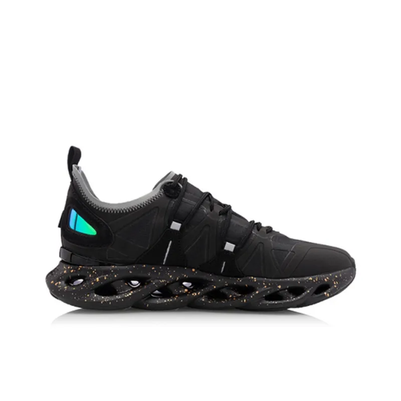 LiNing Cushioning, Breathable, And Resilient Design Low Top Running Shoes Men's Black Blue-1