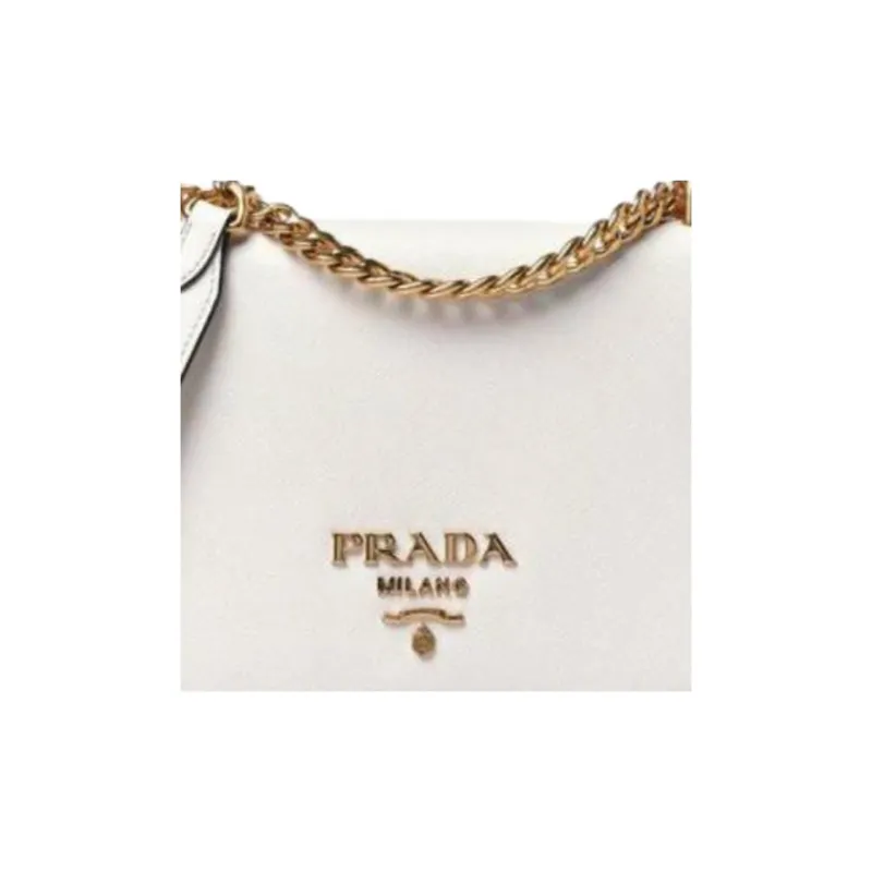 PRADA Saffiano Leather Crossbody Bag, Shoulder Bag Regular Women's White-4