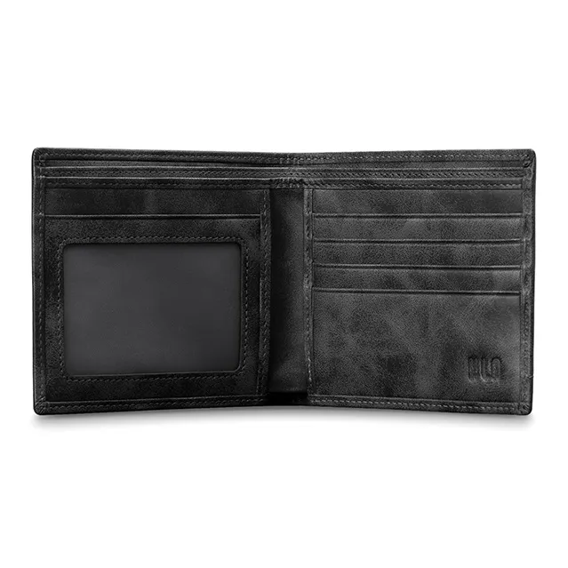HLA Genuine Leather, Cow Leather Cropped Wallet, Wallet, Wallet Men's Gray-1