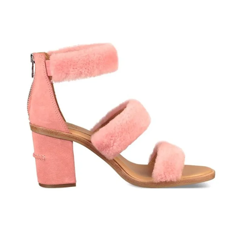 UGG Del Rey Fluff Heel High Heel Sandal Women's Cherry Blossom Pink-1