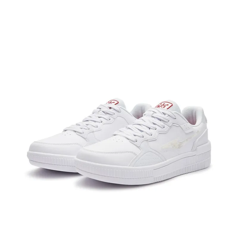 Erke Latte Low Top Skateboard Shoes Men's White Red-2