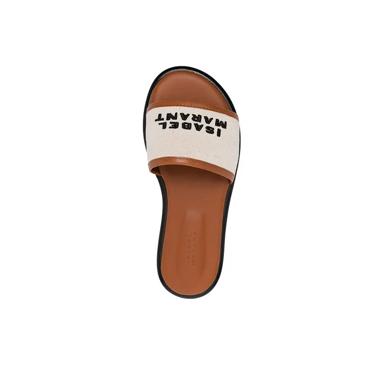 ISABEL MARANT Logo Print Strap Slides-4