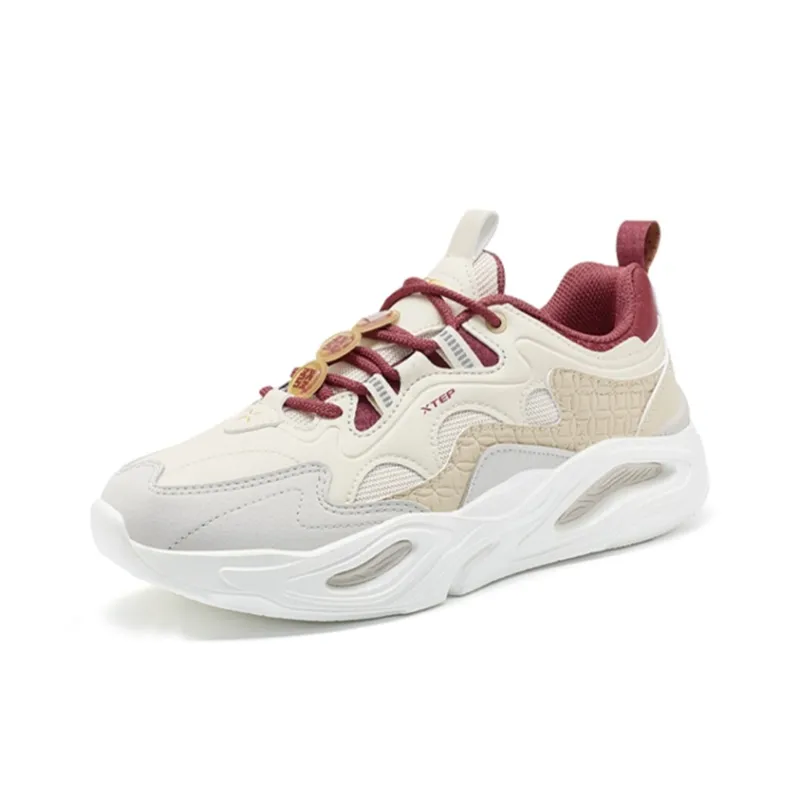 XTEP Mifan Anti Slip Wear Resistant Low Top Sports Casual Shoes Men's White Brown Red-1
