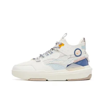 Erke Danxi Mid Top Skateboard Shoes Women's White Blue