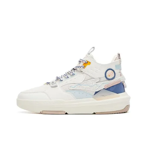 Erke Danxi Mid Top Skateboard Shoes Women's White Blue
