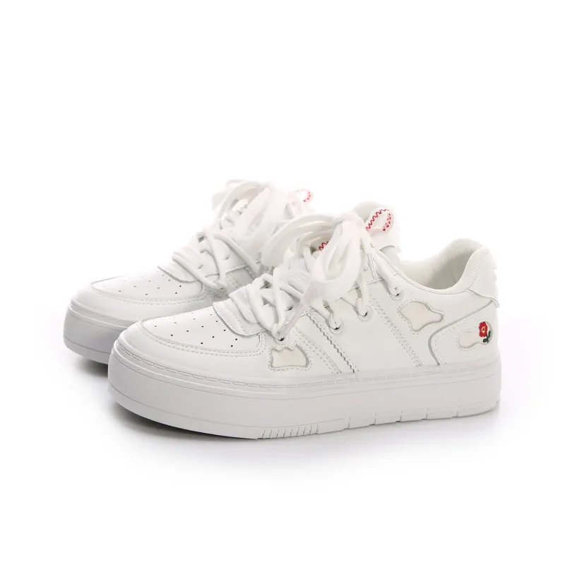 Lovely You Non slip Lightweight Low Top Skateboard Shoes Women's White-2