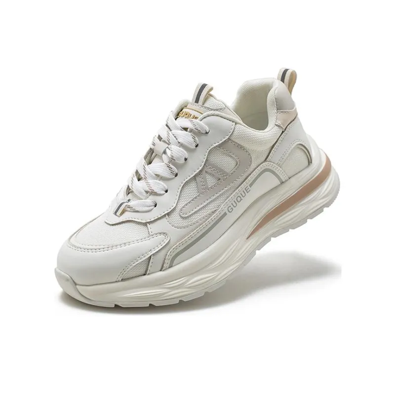 Ancient Finches Cushioning Lightweight Low Top Chunky Sneakers Unisex White Gray-4