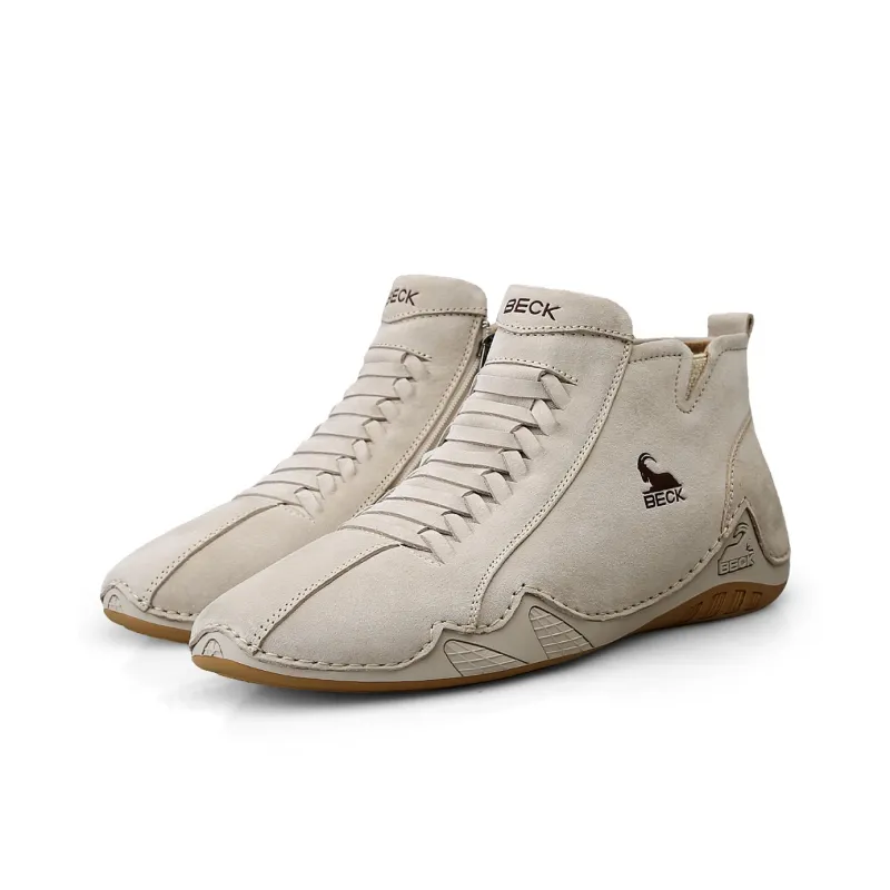 BECK Men's Casual Shoes Men Mid Top Gray, Beige-9