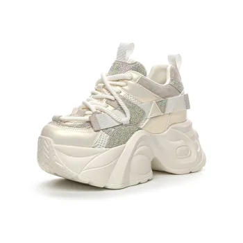 Shoe Cabinet Floral Language Wear-Resistant Lightweight Height Increasing Low-Top Chunky Sneakers Women's