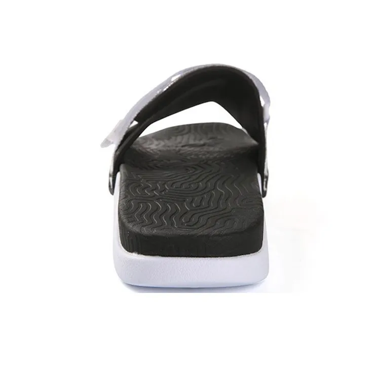 PEAK Rubber Sole EVA Quiet Slide Slippers Men's Black White-3