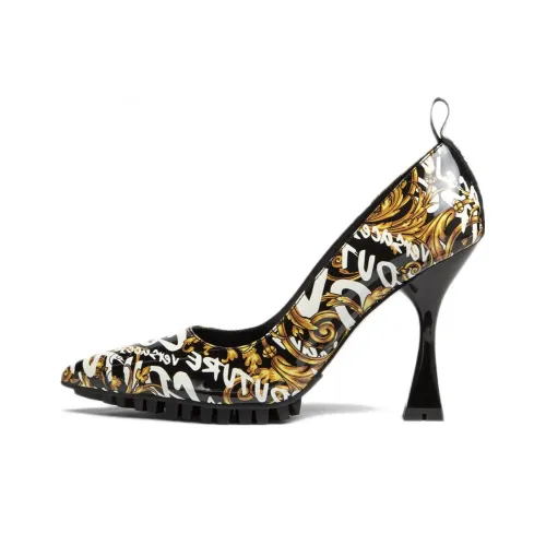 VERSACE JEANS Couture Baroque-print Logo Pumps