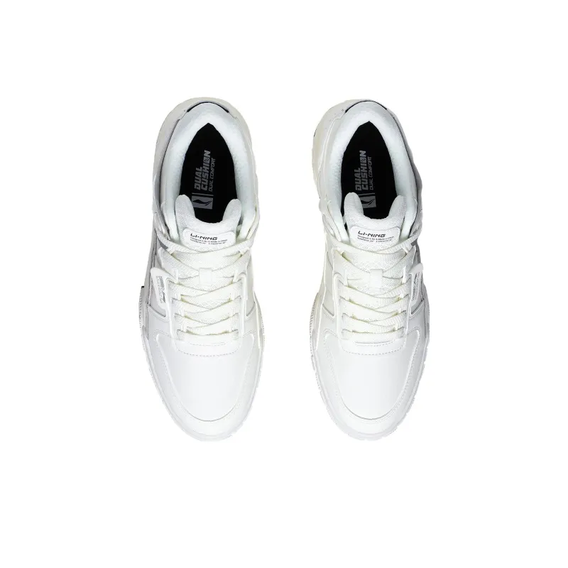 LiNing Dawn Light Morning Glow Warm Height Increasing Low Top Skateboard Shoes Men's White Gray-3