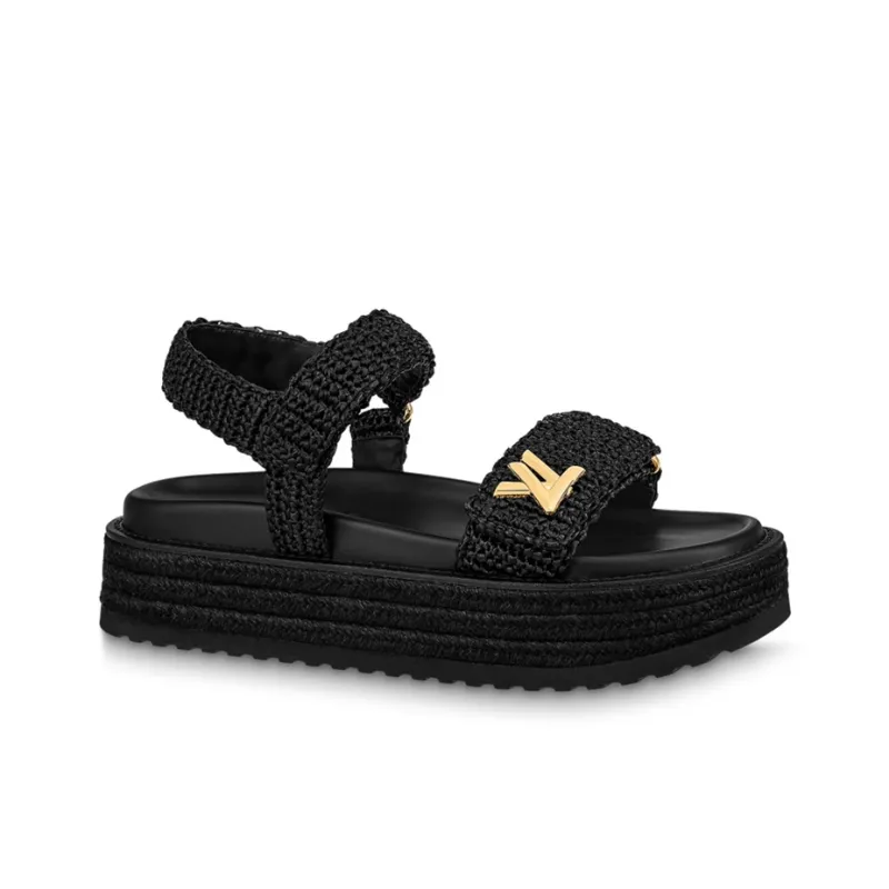 LOUIS VUITTON Beach Sandals Women's Black-1