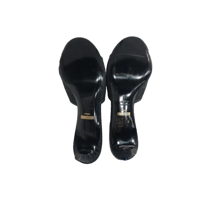 MOSCHINO Logo-pattern Heeled Mules-4
