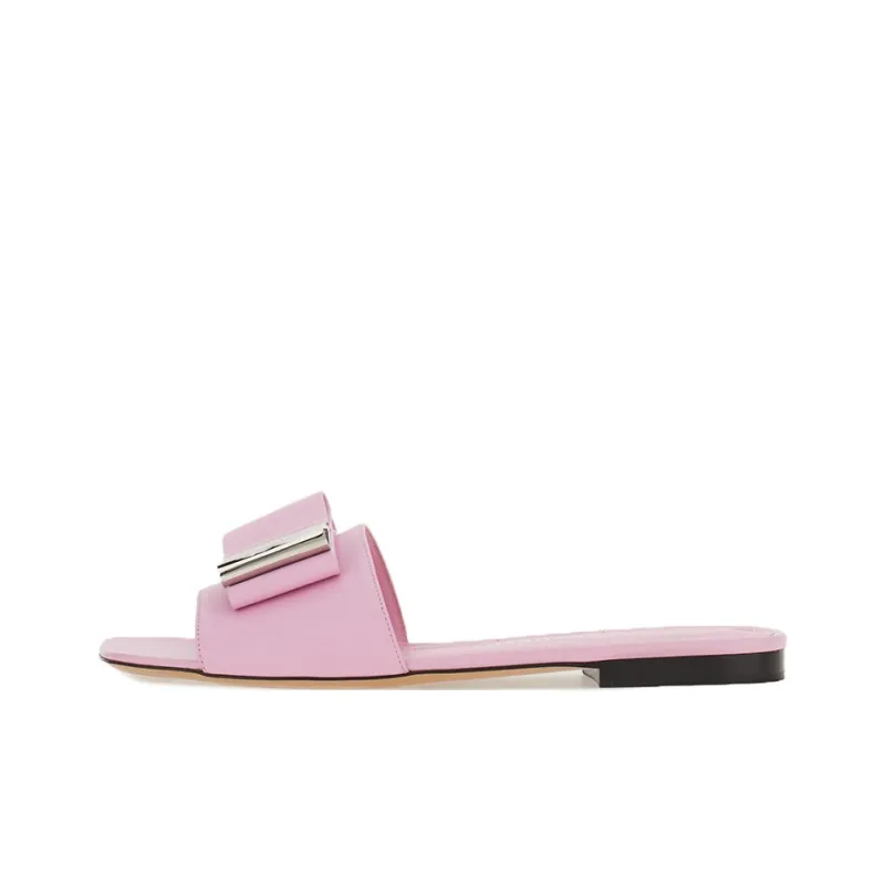 FERRAGAMO Double-bow Leather Slides-0