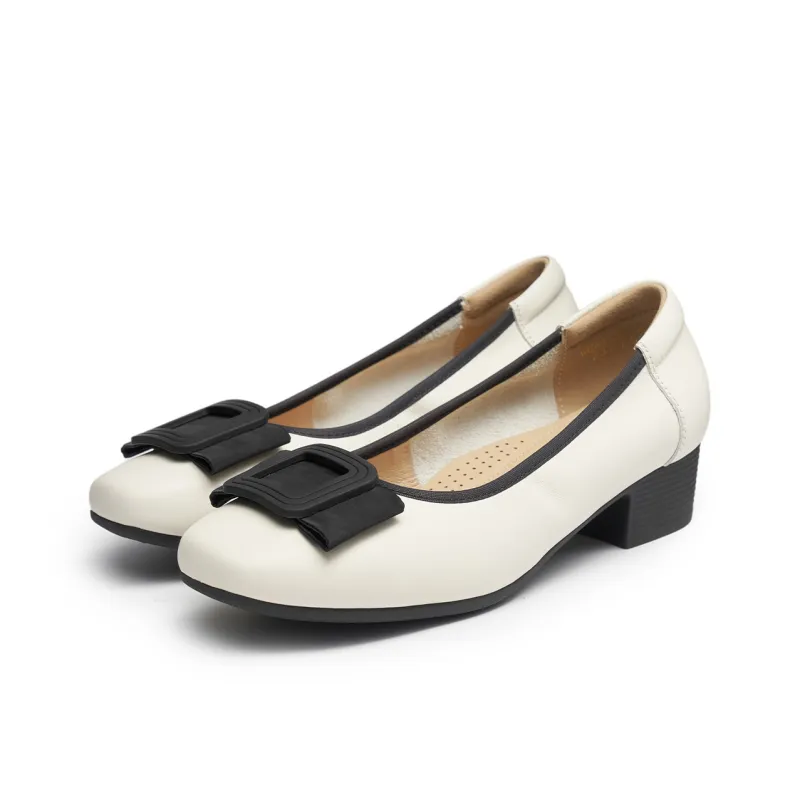 RED DRAGONFLY Slip on Unlined Shoes 3.4cm Heel Women's Black/Ecru-8