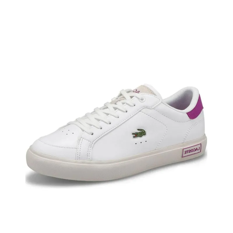 LACOSTE Low Top Skateboard Shoes Women's White Purple-0