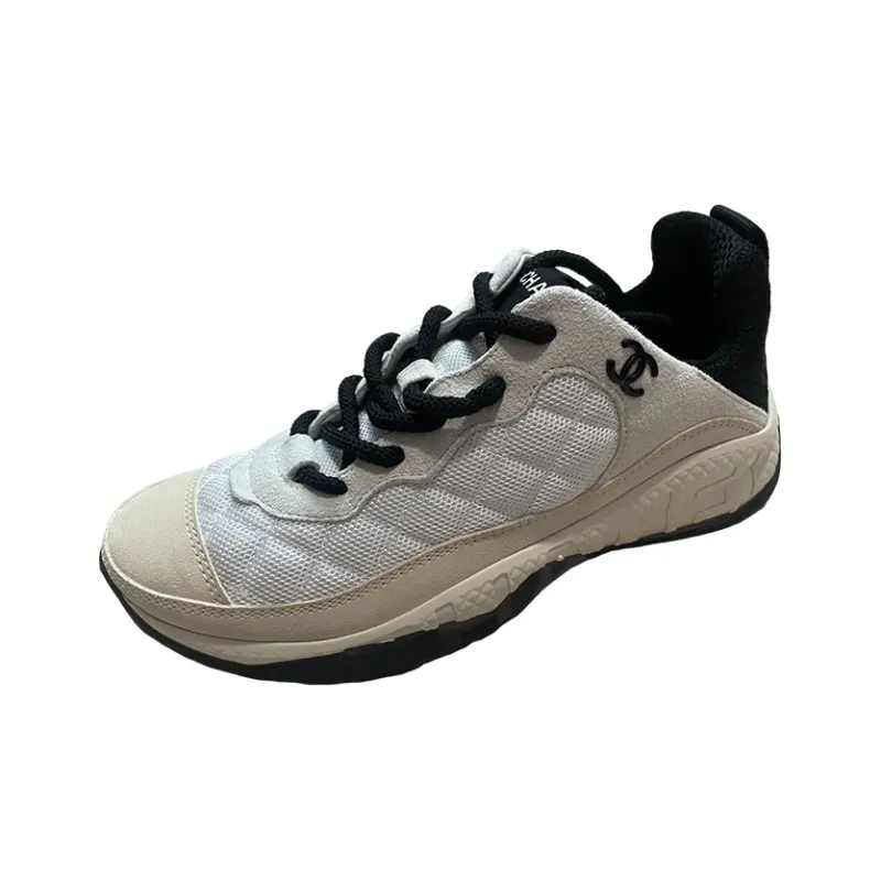 CHANEL Abrasion Resistant Low Top Sports Casual Shoes Women's White Black-2
