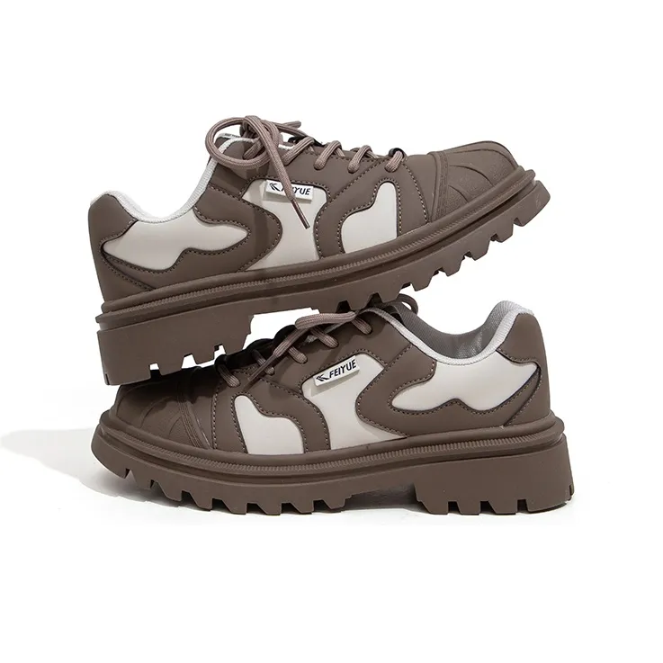 Feiyue Low-Top Skateboard Shoes Women's Beige Brown-3