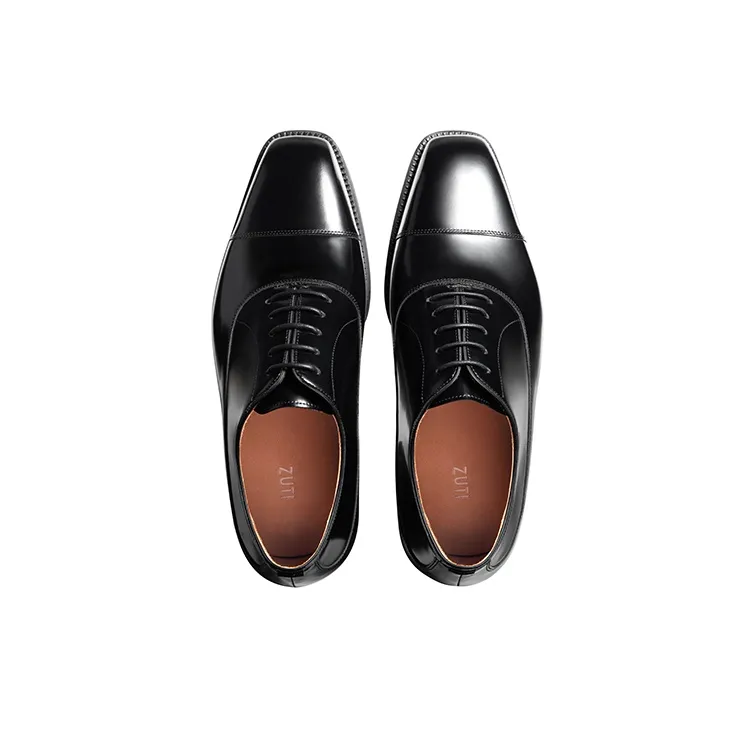 Zuti British Business Shiny Oxford Shoes Casual Shoes Men's Black-2