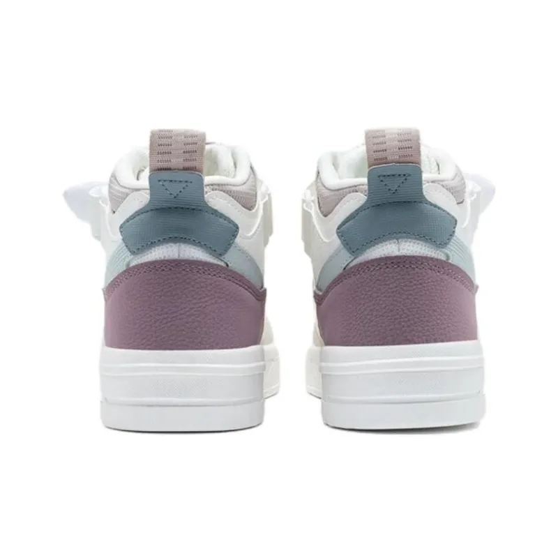 XTEP Warm Anti Slip And Wear Resistant Mid Top Skateboard Shoes Women's White Purple-4