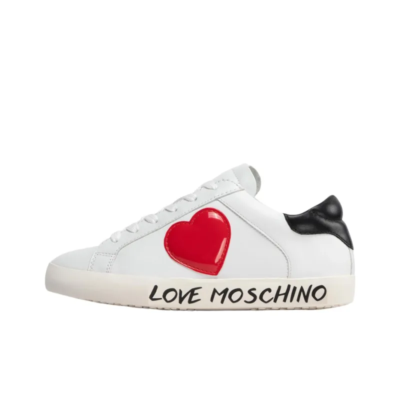 LOVE MOSCHINO Low-Top Stylish Skateboarding Shoes Women's White Red Black-0